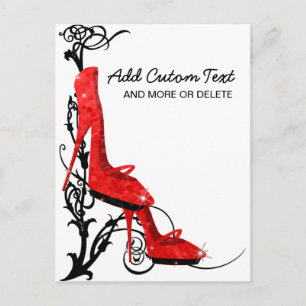 Cartão Postal Tres Chic Red High Heels Art Nouveau Design