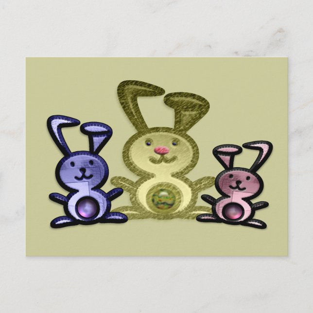 Cartão Postal Três coelhos bonitos (Frente)