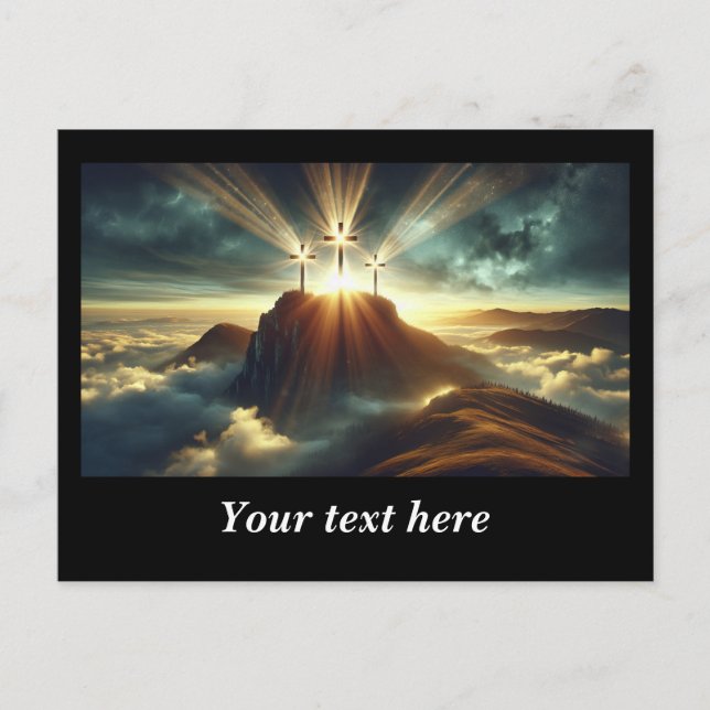 Cartão Postal Três Cruzes numa Paisagem Celestial (Frente)