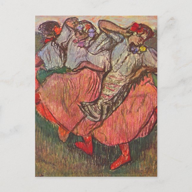 Cartão Postal Três dançarinos russos por Edgar Degas (Frente)