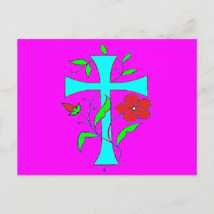 Cartão Postal Três designs uma placa cores brilhantes e ocupadas