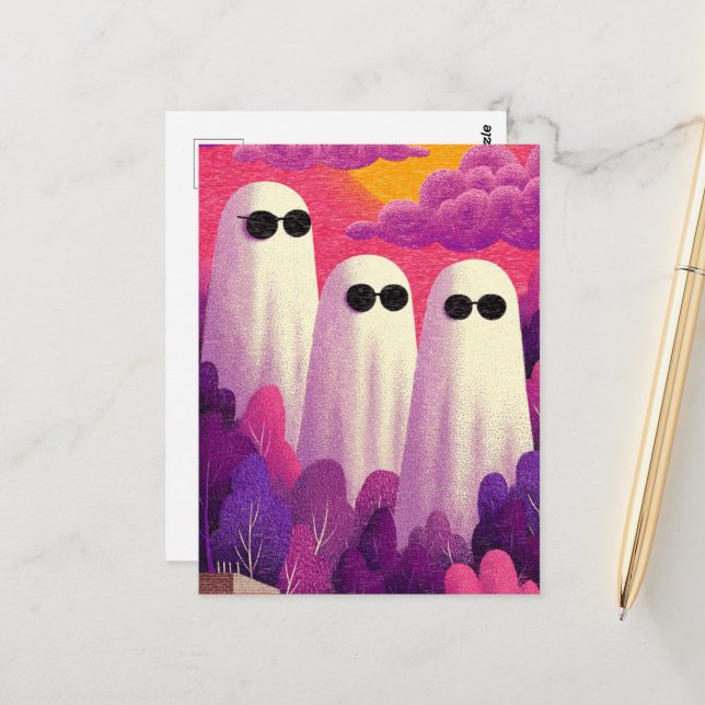 Cartão Postal Três fantasmas em óculos escuros (Frente/Verso In Situ)