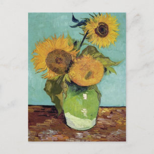 Cartão Postal Três girassóis em umas belas artes de Van Gogh d