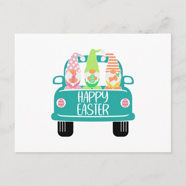 Cartão Postal Três Gnomos de Páscoa de Cartoon (Frente)