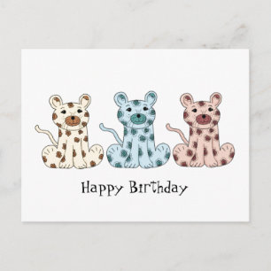 Cartão Postal Três Leopardos de Desenho Animado