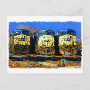 Cartão Postal Três locomotivas diesel