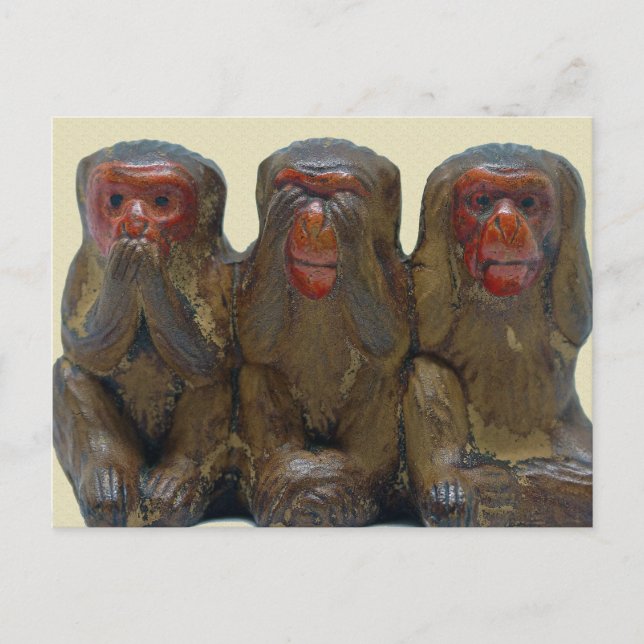 Cartão Postal Três Macacos Sábios (Frente)