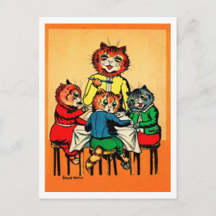 Cartão Postal Três Pequenos Gatinhos e Mãe, Louis Wain