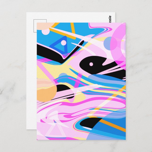 Cartão Postal Três pintura geométrica Abstrato (Frente/Verso)