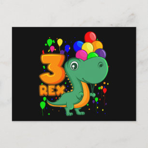 Cartão Postal Três REX, aniversário de 3 anos Dino