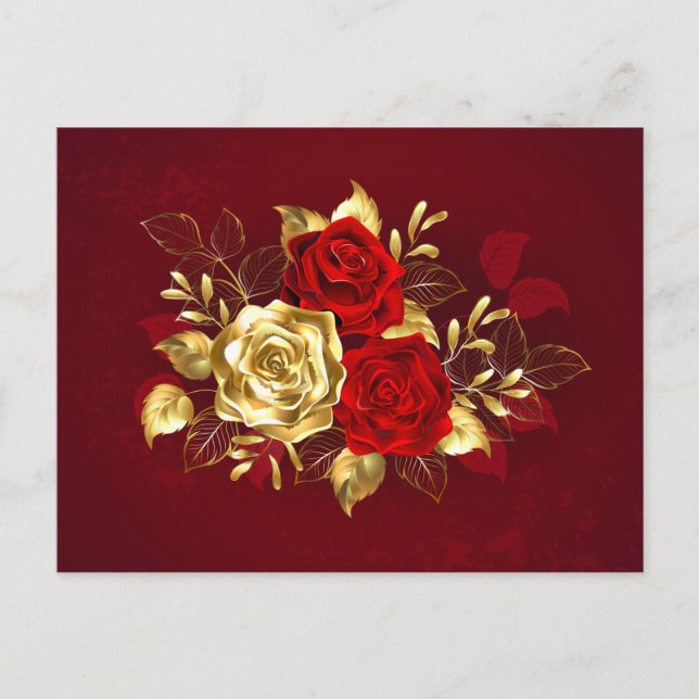 Cartão Postal Três Rosas de Joias (Frente)