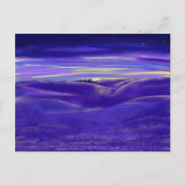 Cartão Postal Três sábios, moderna aquarela (Frente)