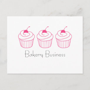 Cartão Postal Três simples cupcakes cor-de-rosa personalizávei