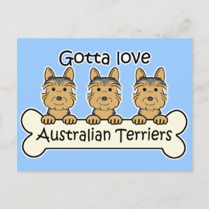 Cartão Postal Três Terriers australianos