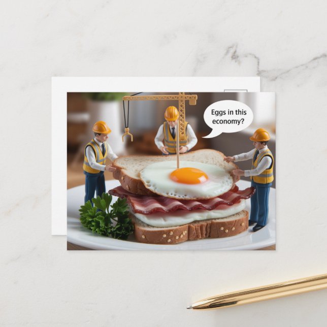 Cartão Postal Três Trabalhadores Engraçados Fazer Sanduíche (Frente/Verso In Situ)