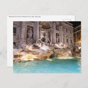 Cartão Postal Trevi Fountain à noite - Roma, Itália