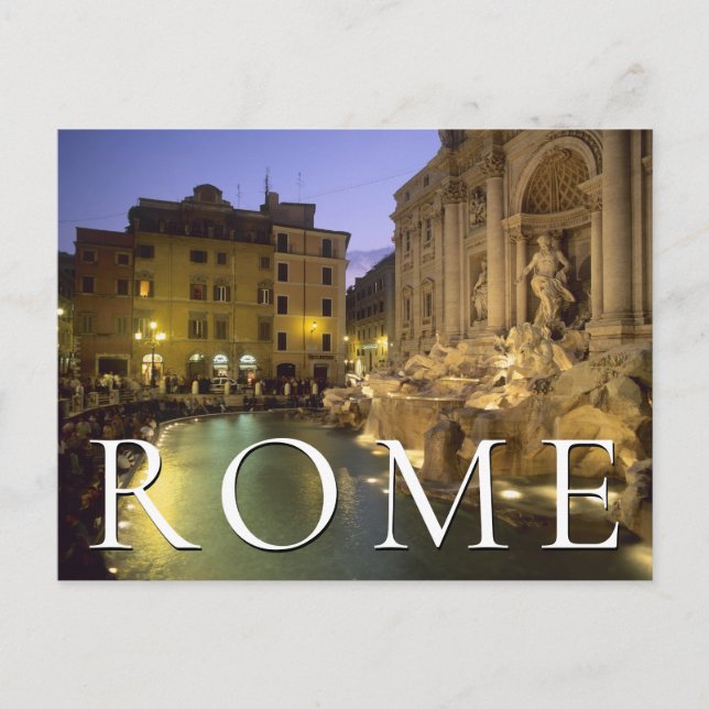 Cartão Postal Trevi Fountain à Noite | Roma, Lácio, Itália (Frente)