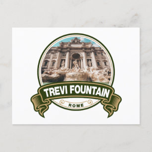 Cartão Postal Trevi Fountain Roma Itália Crachá