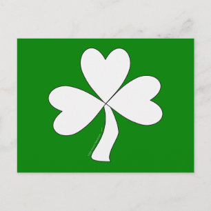 Cartão Postal Trevo Branco Dia de São Patrício Sorte Irlandesa