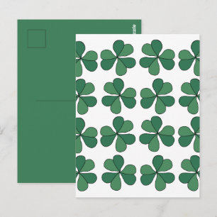 Cartão Postal Trevo de Três Folhas Trevo Sorte Padrão Verde