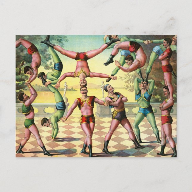 Cartão Postal Treze Homens Fazendo Acrobacias (Frente)