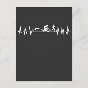 Cartão Postal Triathlon heartbeat Sportman Bike Natação Run At