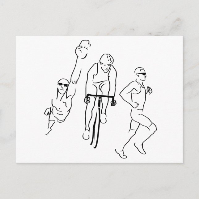 Cartão Postal Triathlon natação Bike Run (Frente)