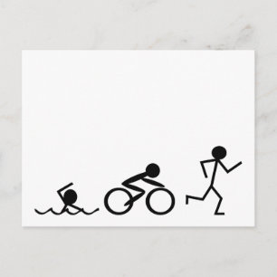 Cartão Postal Triathlon Stick Figures