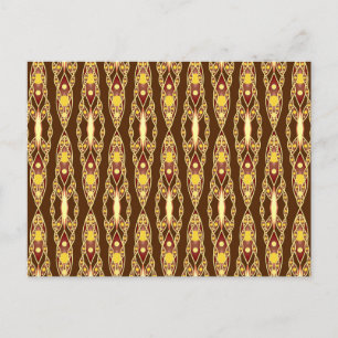 Cartão Postal Tribal Batik - Castanho e bege de chocolate