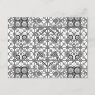 Cartão Postal Tribal Batik - cinzas / cinzas, preto e branco