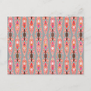 Cartão Postal Tribal Batik - Rosa-Coral e Cinzas de Prata