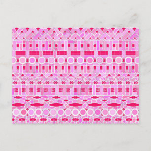 Cartão Postal Tribal Batik - tons cor-de-rosa