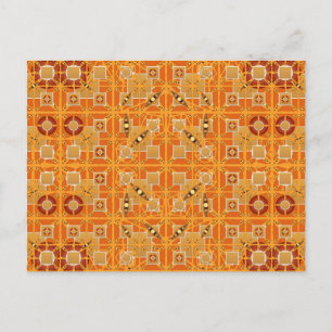 Cartão Postal Tribal Batik - tons de âmbar e marrom