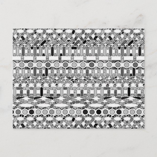 Cartão Postal Tribal Batik - tons de cinza/cinza (Frente)