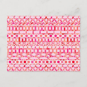 Cartão Postal Tribal Batik - tons de rosa e coral