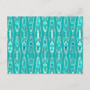 Cartão Postal Tribal Batik - Turquesa e Aquamarine