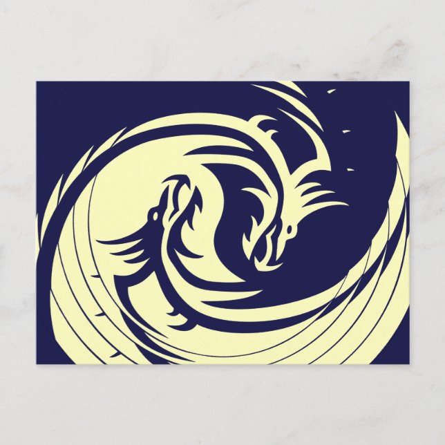 Cartão Postal Tribal Dragon Yin Yang (Personalizável) (Frente)