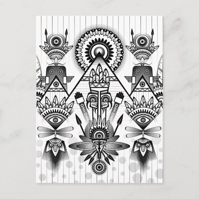 Cartão Postal Tribal Nativo abstrato (Frente)
