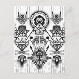 Cartão Postal Tribal Nativo abstrato