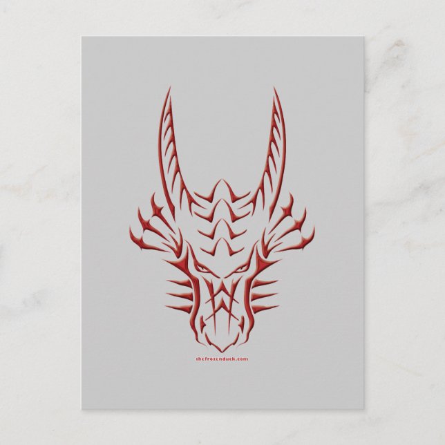 Cartão Postal Tribal Red Dragon Head (Frente)