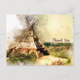 Cartão Postal Tribal Tipi e Heart Arrow Boho Teepee Obrigado