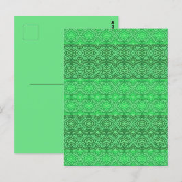 Cartão Postal Tribal Tropical Wavy Green Lines Arte Geométrica