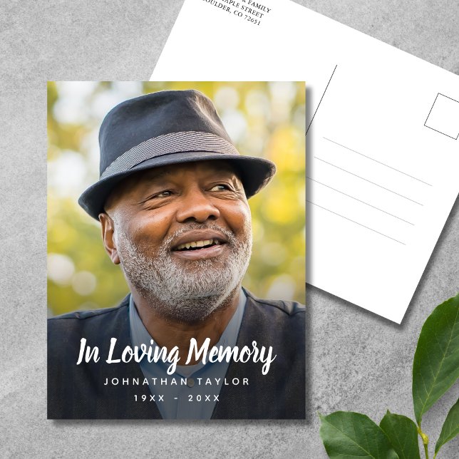 Cartão Postal Tributo de Foto Funeral Memorial (Photo Memorial Postcard)