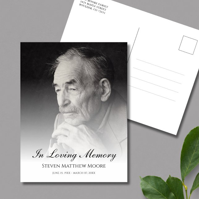 Cartão Postal Tributo de Foto Funeral Memorial (Photo Memorial Postcard)