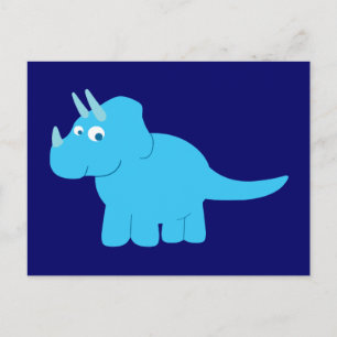Cartão Postal Tricerátops Azul Dinossauro
