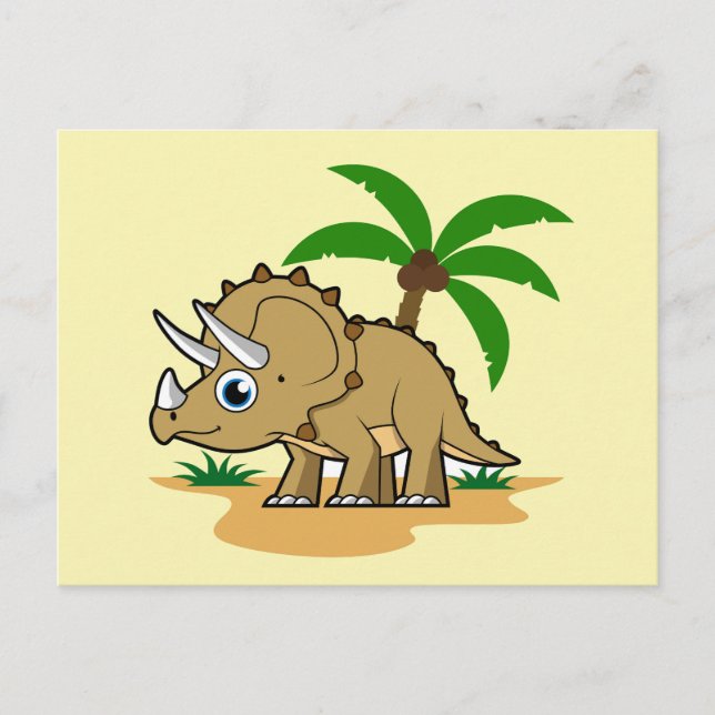 Cartão Postal Triceratops Em Um Clima Tropical. (Frente)