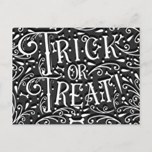 Cartão Postal Trick or Treat Vintage Ossos de Giz Halloween