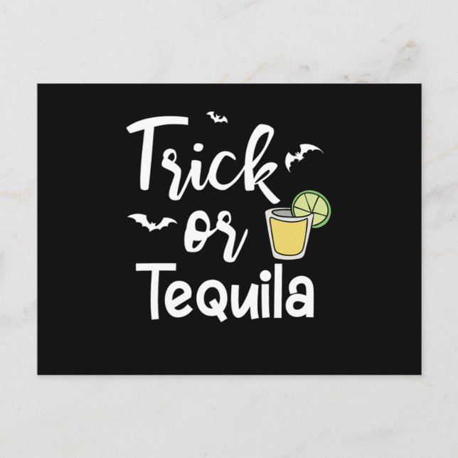 Cartão Postal Trick Ou Tequila Halloween Pumpkin Horror Scary Gi (Frente)
