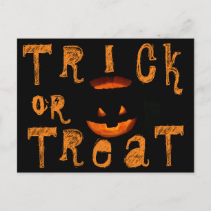 Cartão Postal Trick ou Tratar Abóbora do Halloween