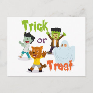Cartão Postal Trick ou Tratar Crianças de Costume de Monstro